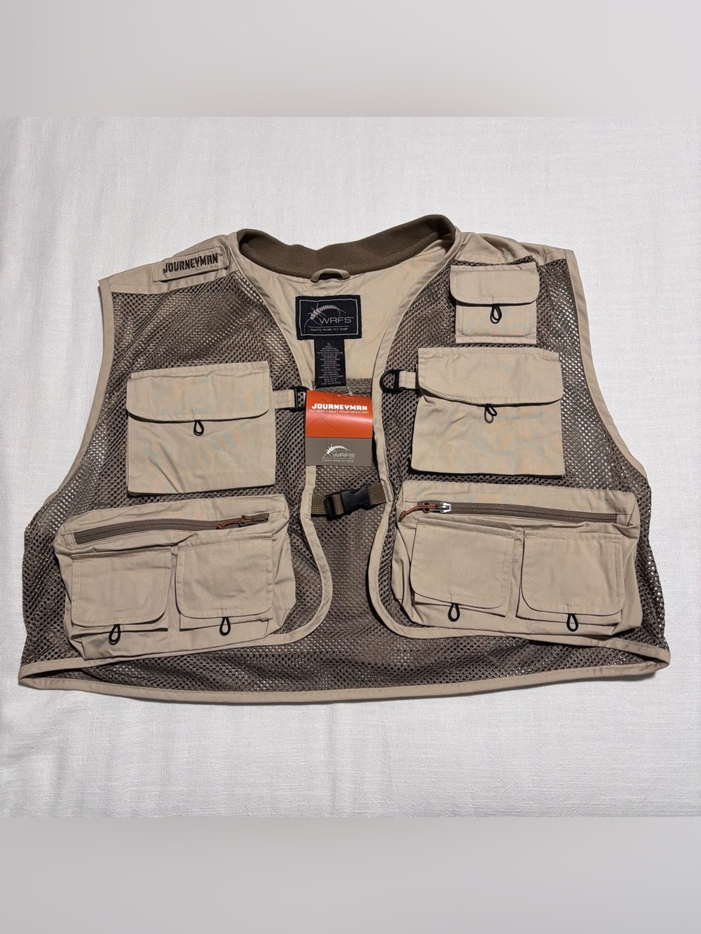 White River Fly Shop WRFS Journeyman Fishing Fly Vest | Tan | Size XL | NWT